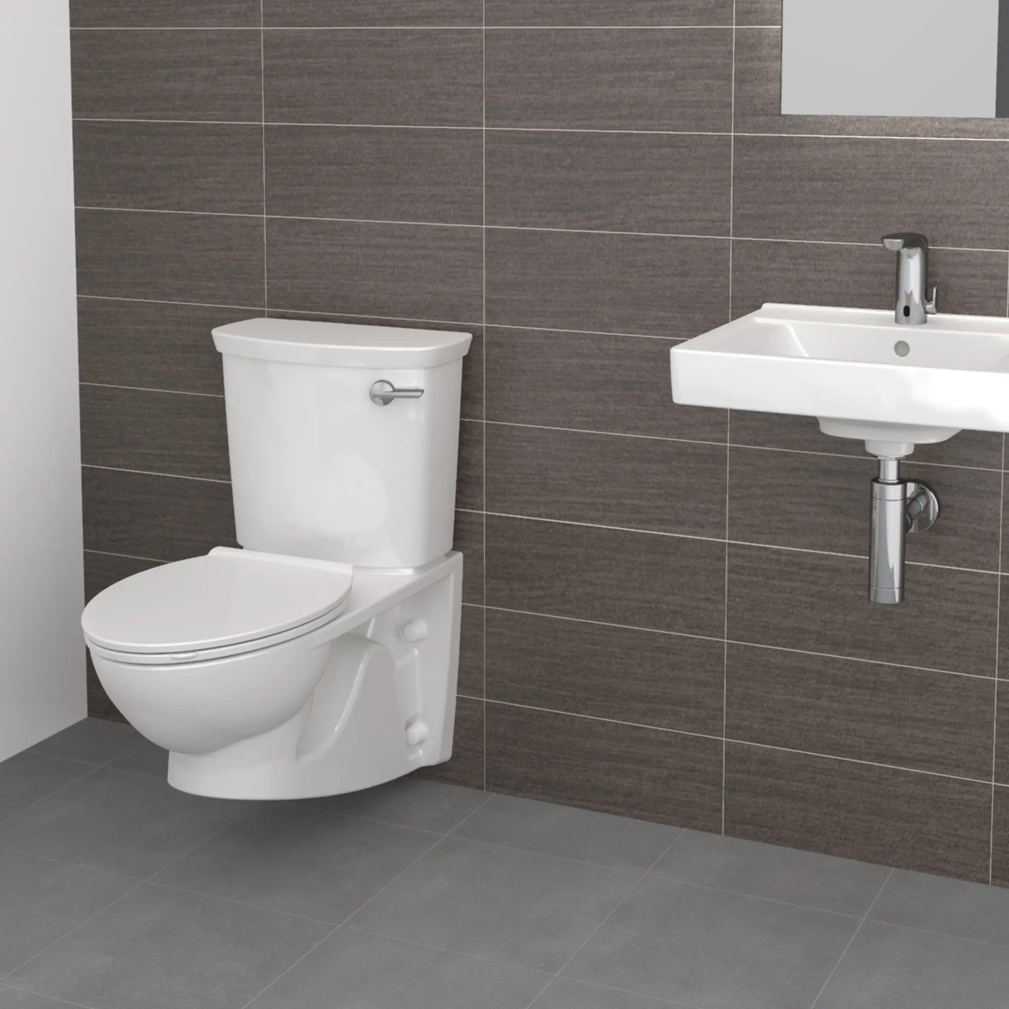 Glenwall® VorMax® Two-Piece 1.28 gpf/4.8 Lpf Right-Hand Trip Lever Back Outlet Elongated Wall-Hung EverClean® Toilet