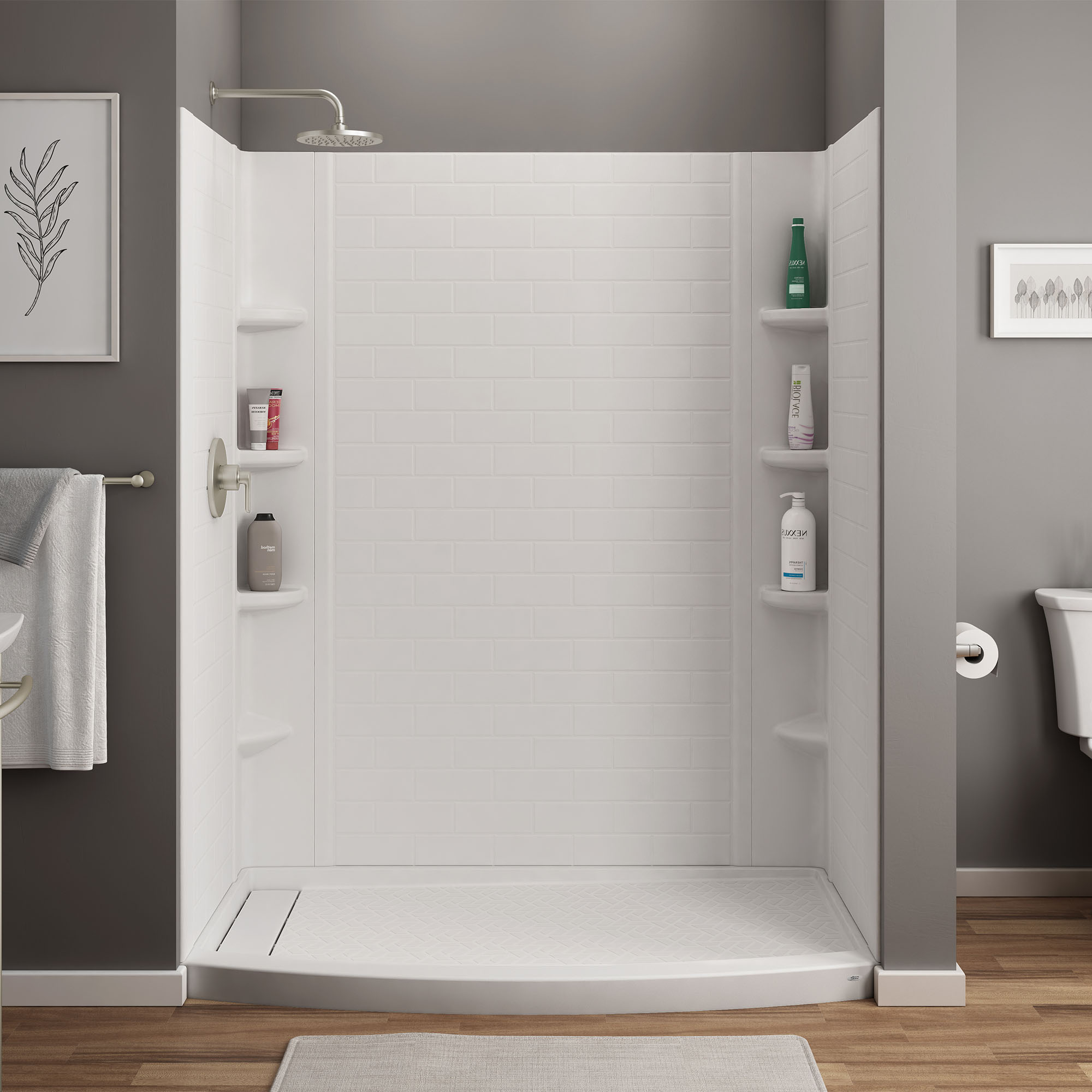 Elevate 60x30-inch Curved Shower Base with Left-hand Outlet