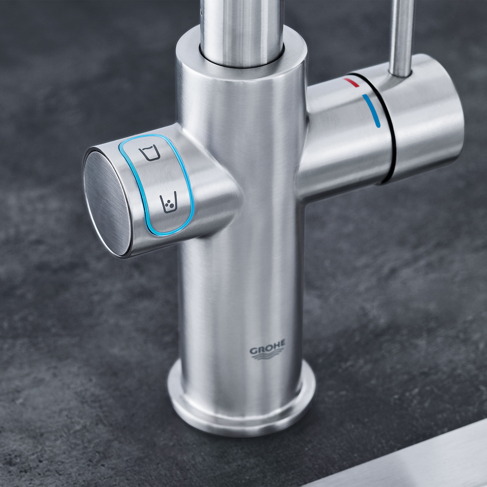 GROHE Blue  MC Chilled+Sparkling 2.0 Robinet de cuisine avec douchette rétractable