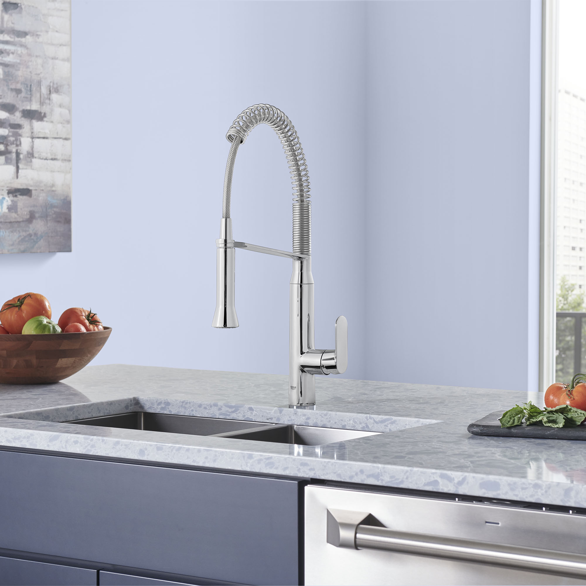 K7 Medium Single-Handle Semi-Pro Dual Spray Kitchen Faucet 1.75 
