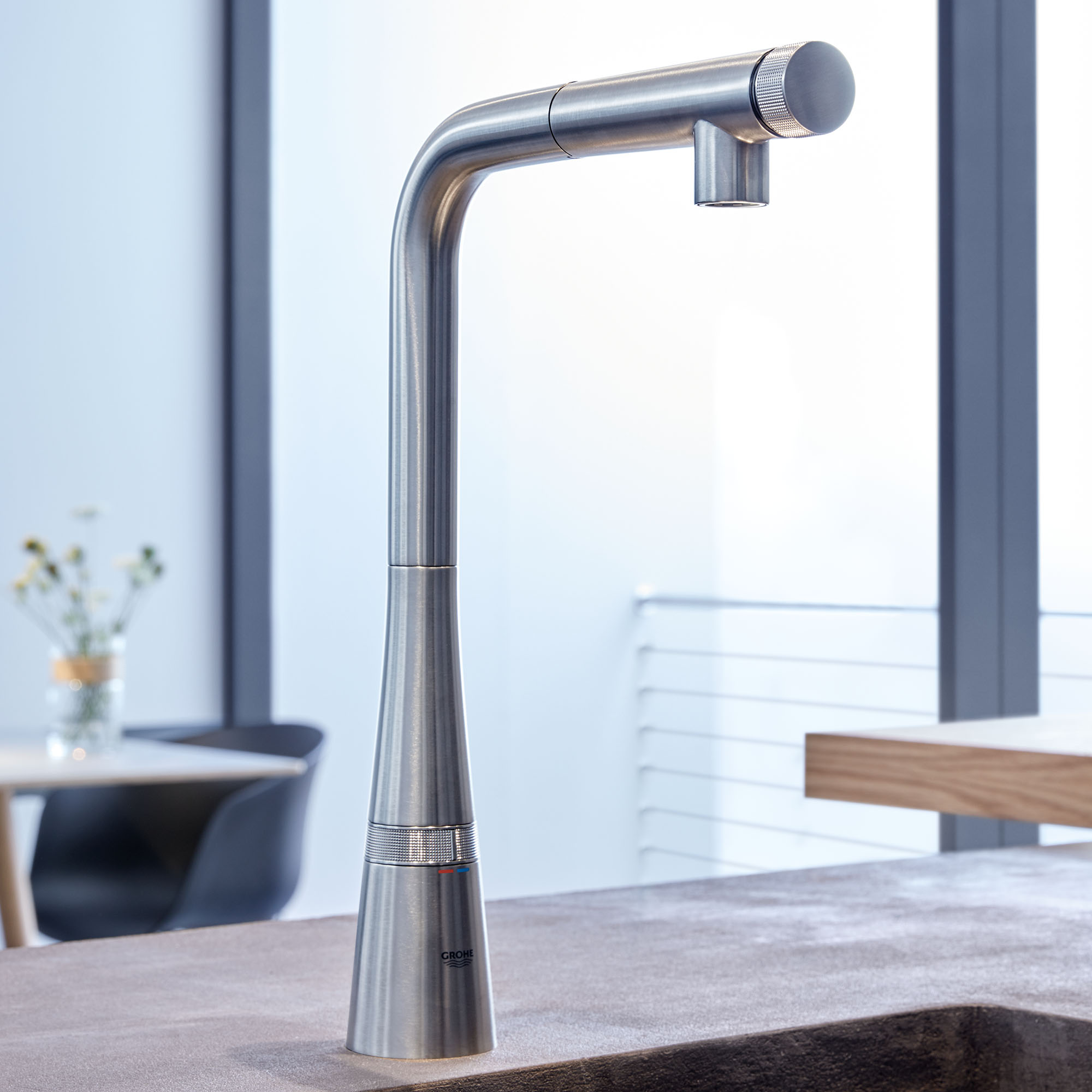 GROHE 30295DC0 Essence Semi-Pro Grifo de cocina con rociador extraíble  Supersteel (acero inoxidable)