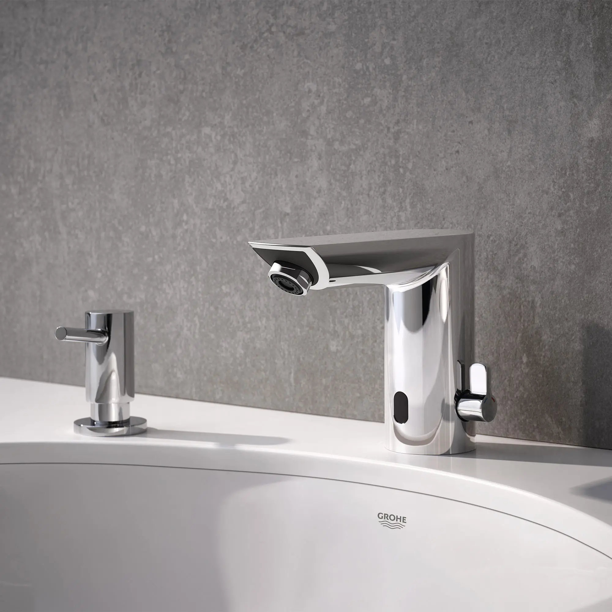 E Touchless Electronic Faucet with Temperature Control Lever, Battery-Powered