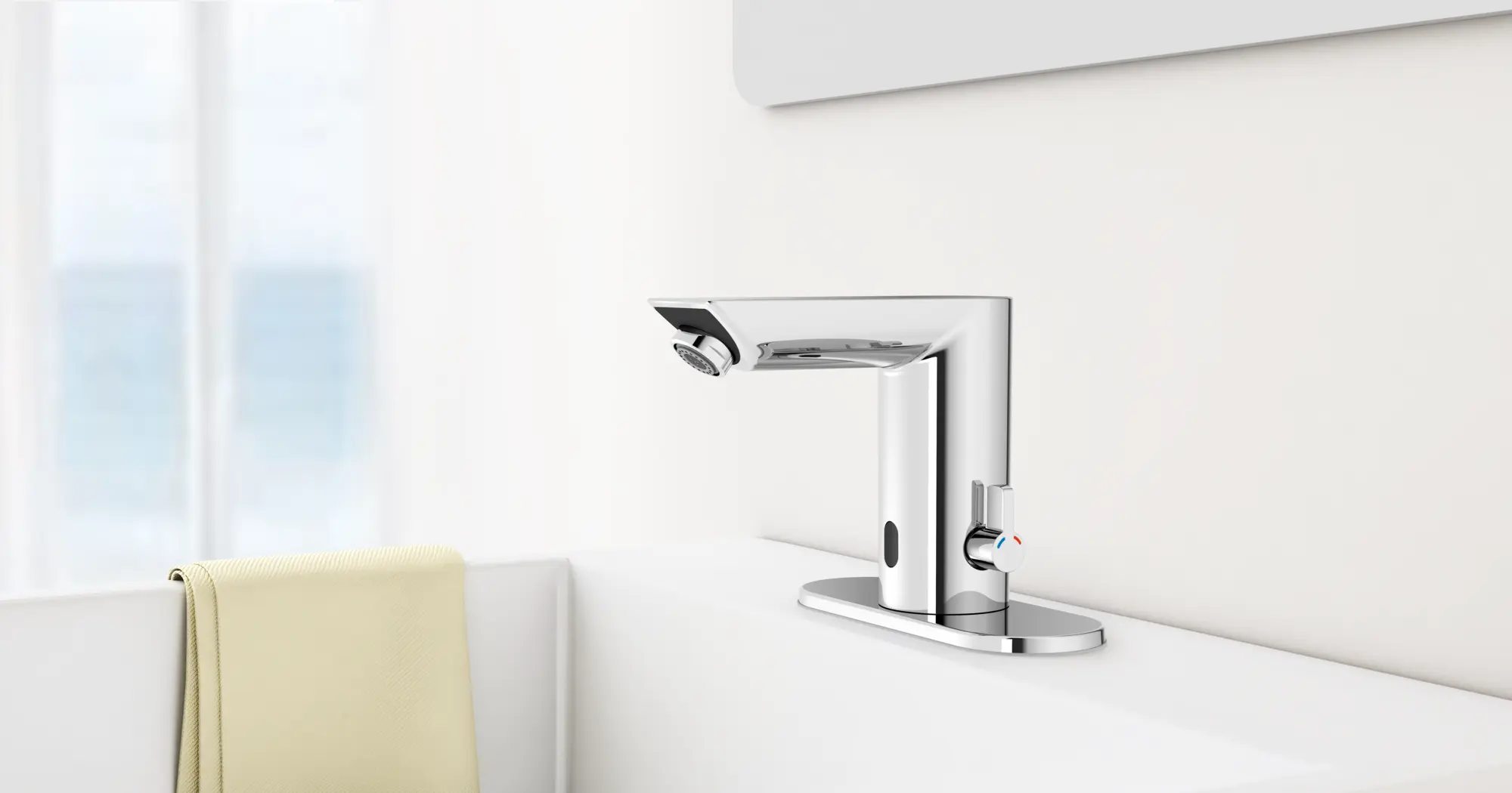 E Touchless Electronic Faucet with Temperature Control Lever, Battery-Powered