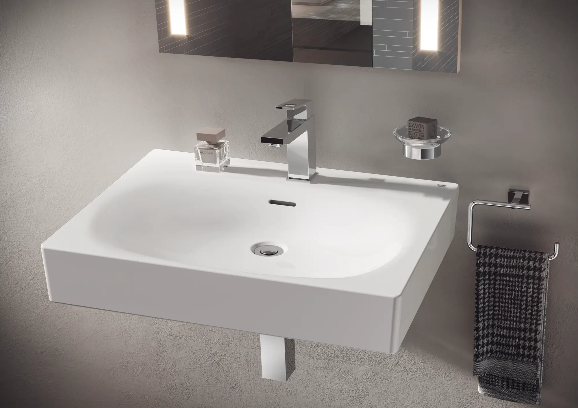 Wall Mount 24" Bathroom Sink, 1-hole