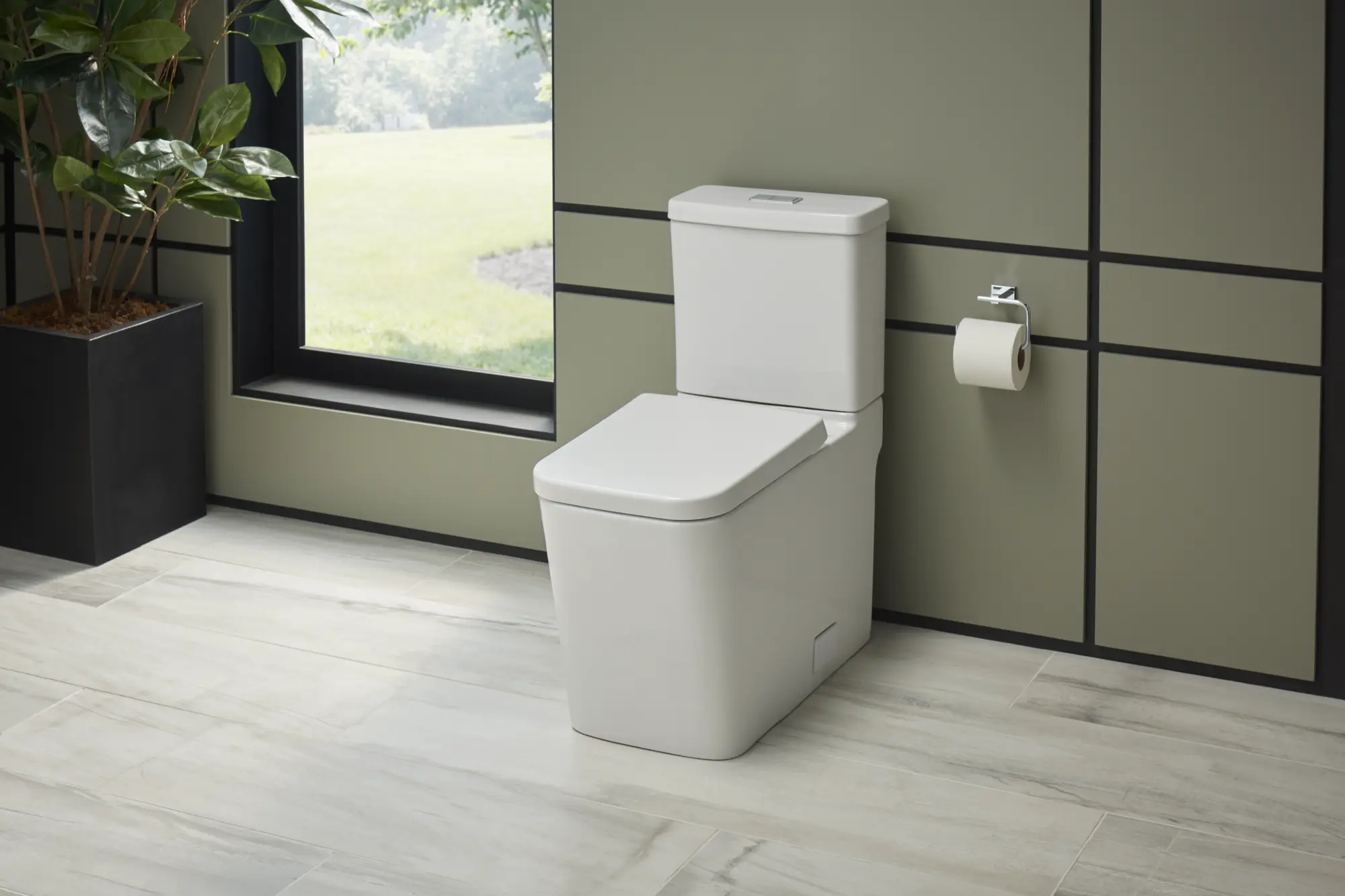 Eurocube Right Height Elongated Toilet Bowl with Seat Less Tank