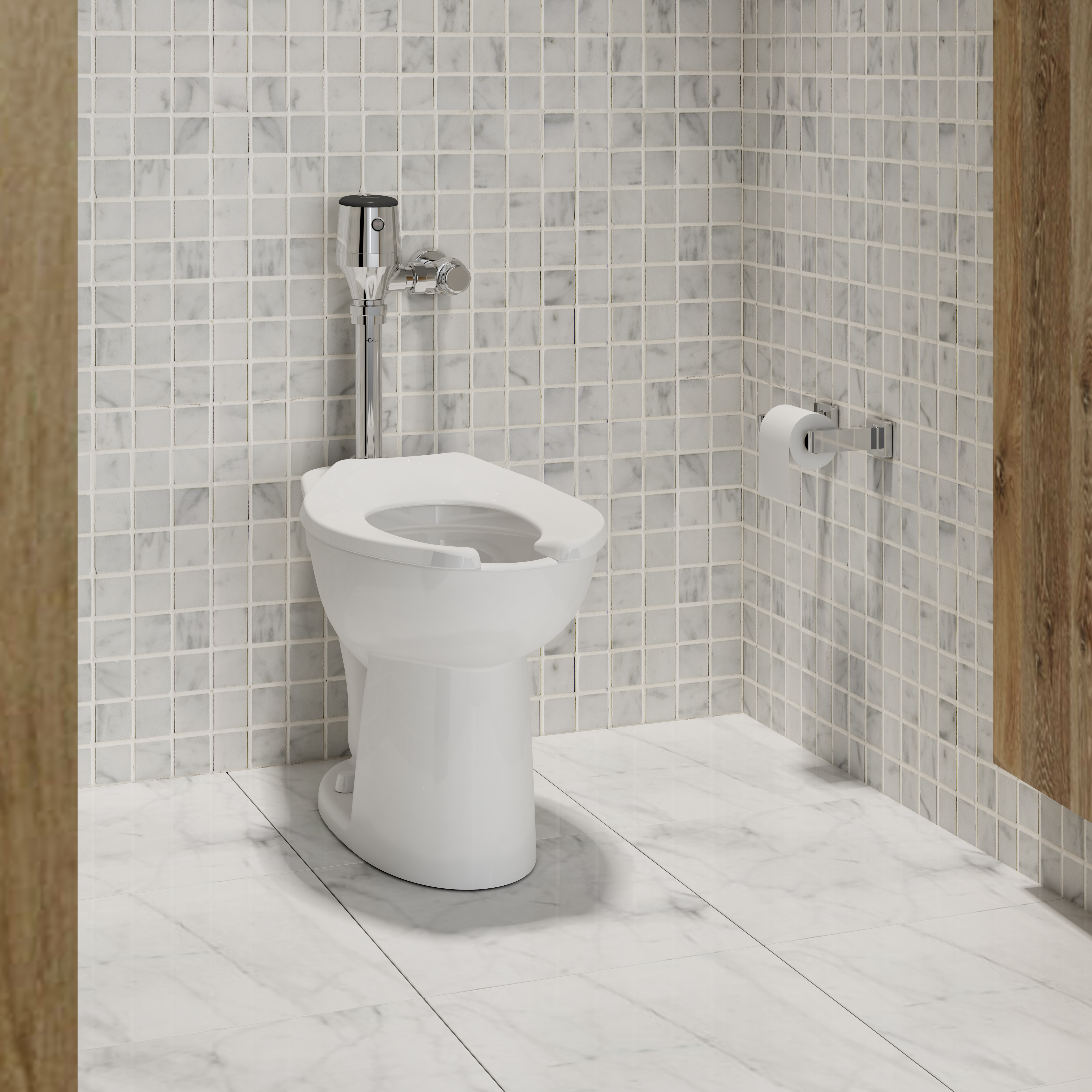 UltimaMC SelectronicMC - Robinet de chasse d'eau pour toilettes exposées, à diaphragme, pile, double chasse 1,28/1,1 gpc (4,8/4,2 Lpc)