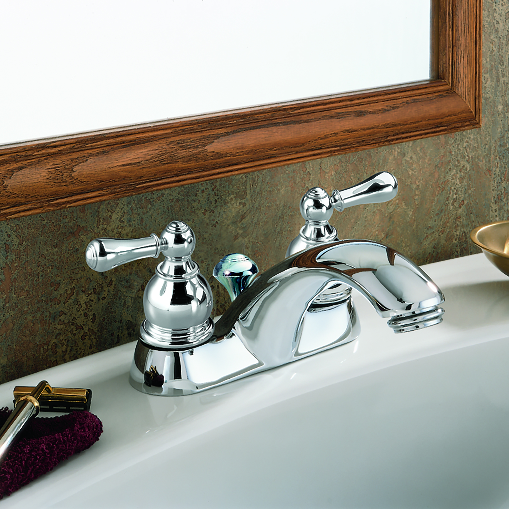 Hampton 4-In. Centerset 2-Handle Bathroom Faucet 1.2 GPM with Metal Lever Handles