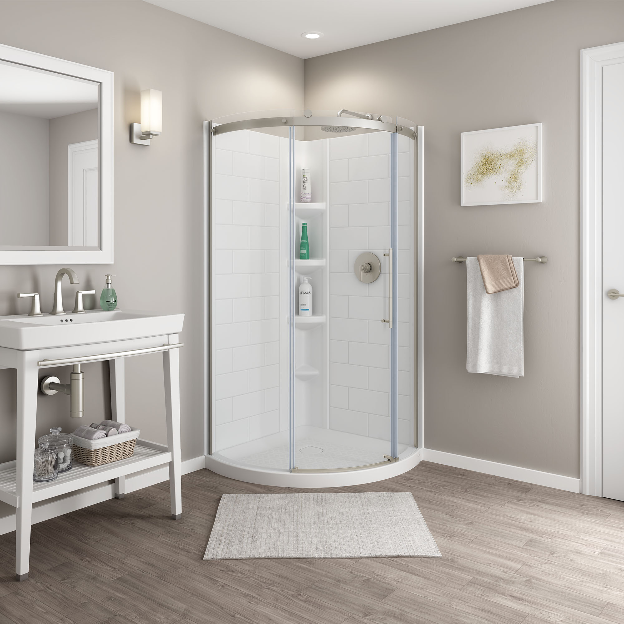 Shower with Knee Wall  Frameless Corner Shower Enclosures