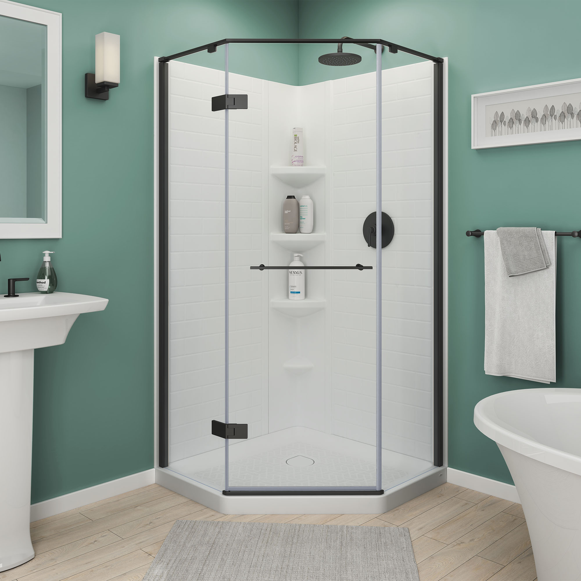 Elevate Framed 74inch NeoAngle Pivot Shower Door