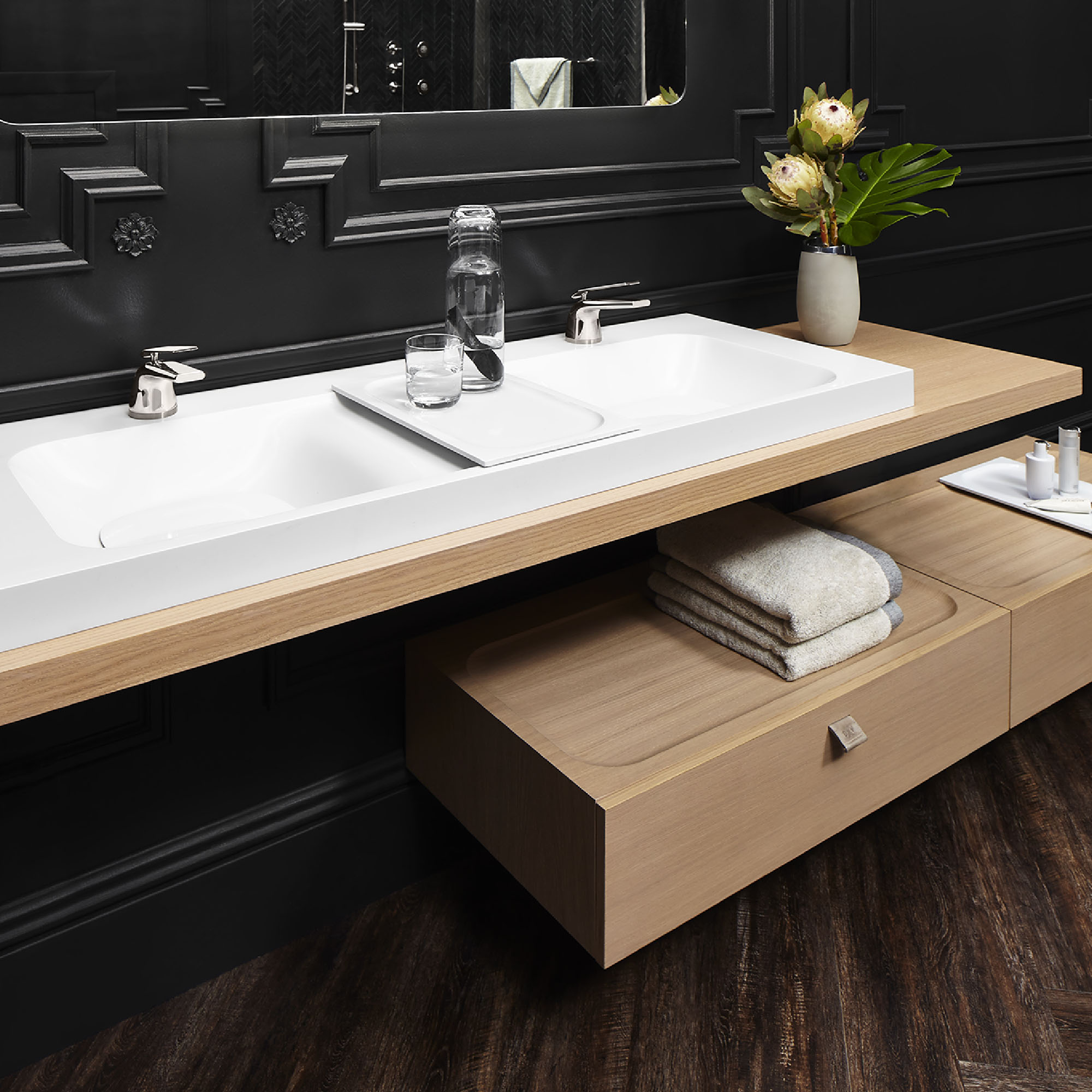 Lavabo double de 55 po DXV Modulus - Deux lavabos monotrou