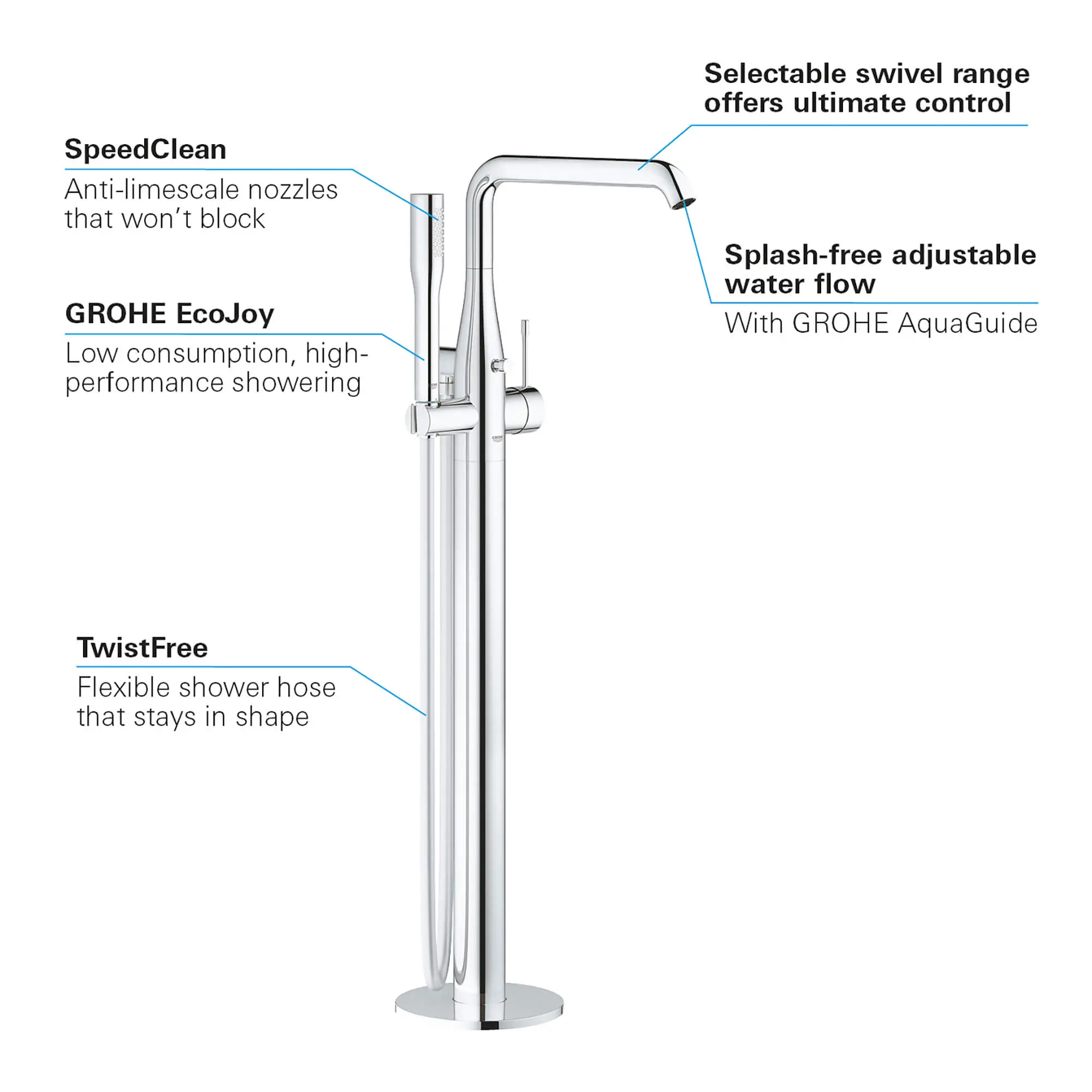 Floor Standing Tub Filler with Hand Shower