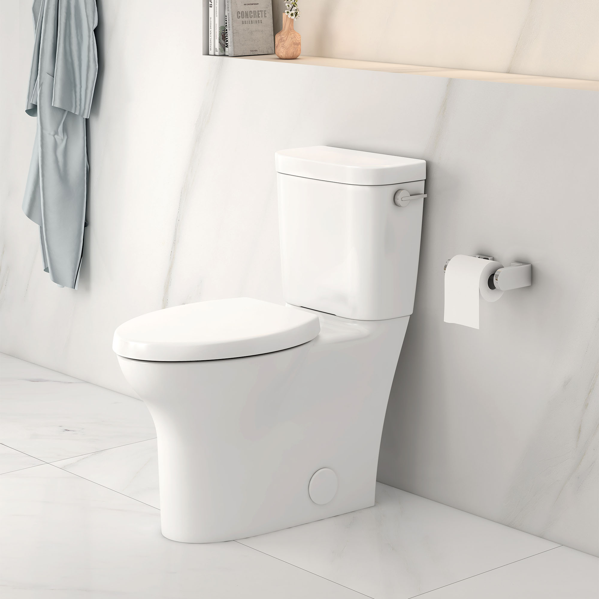 Equility® Two-Piece Chair Height Right-Hand Trip Lever Elongated Toilet with Seat
