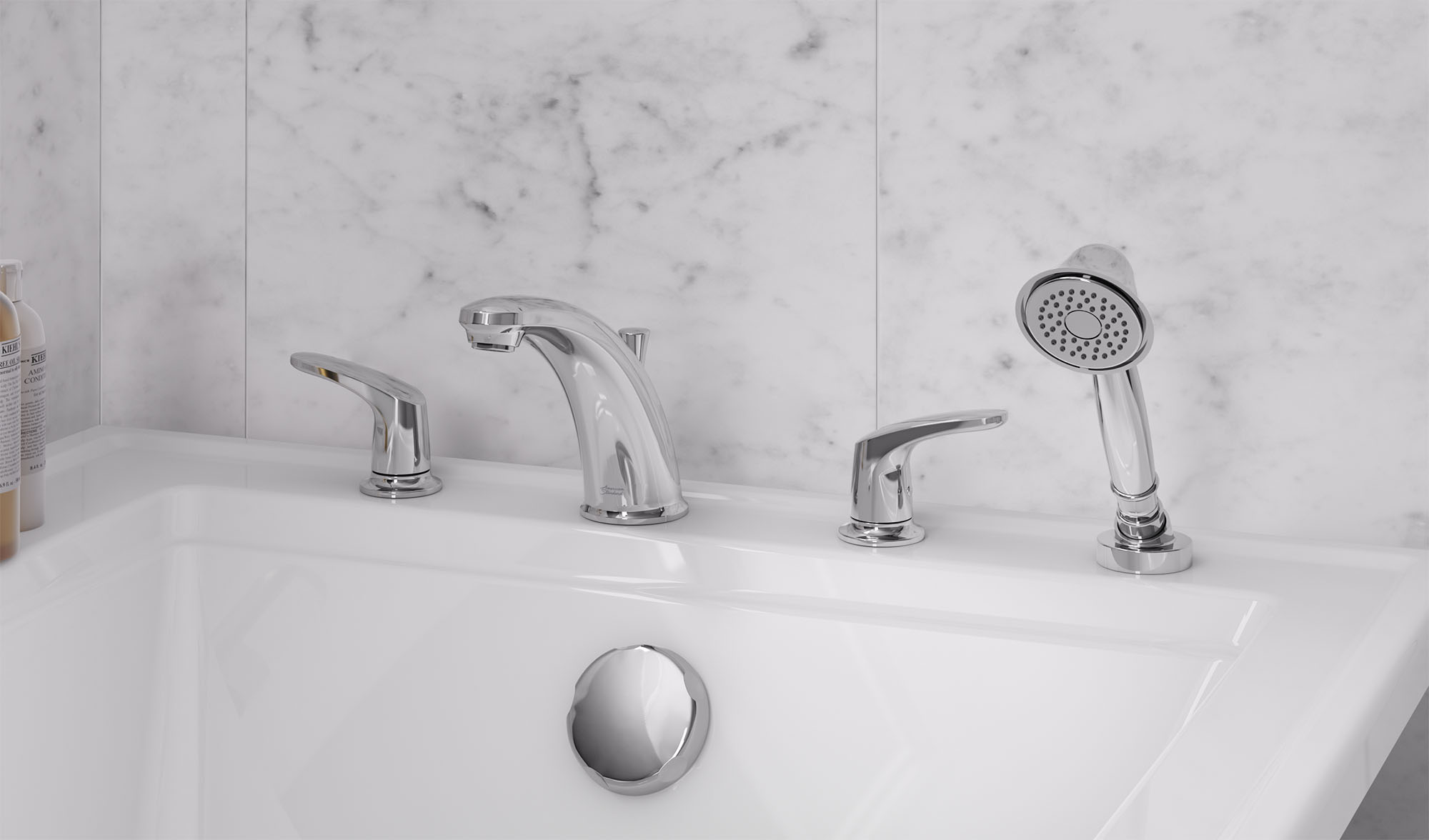 ColonyMC PRO - Garniture de robinet brut Flash pour baignoire avec poignées à levier et douchette