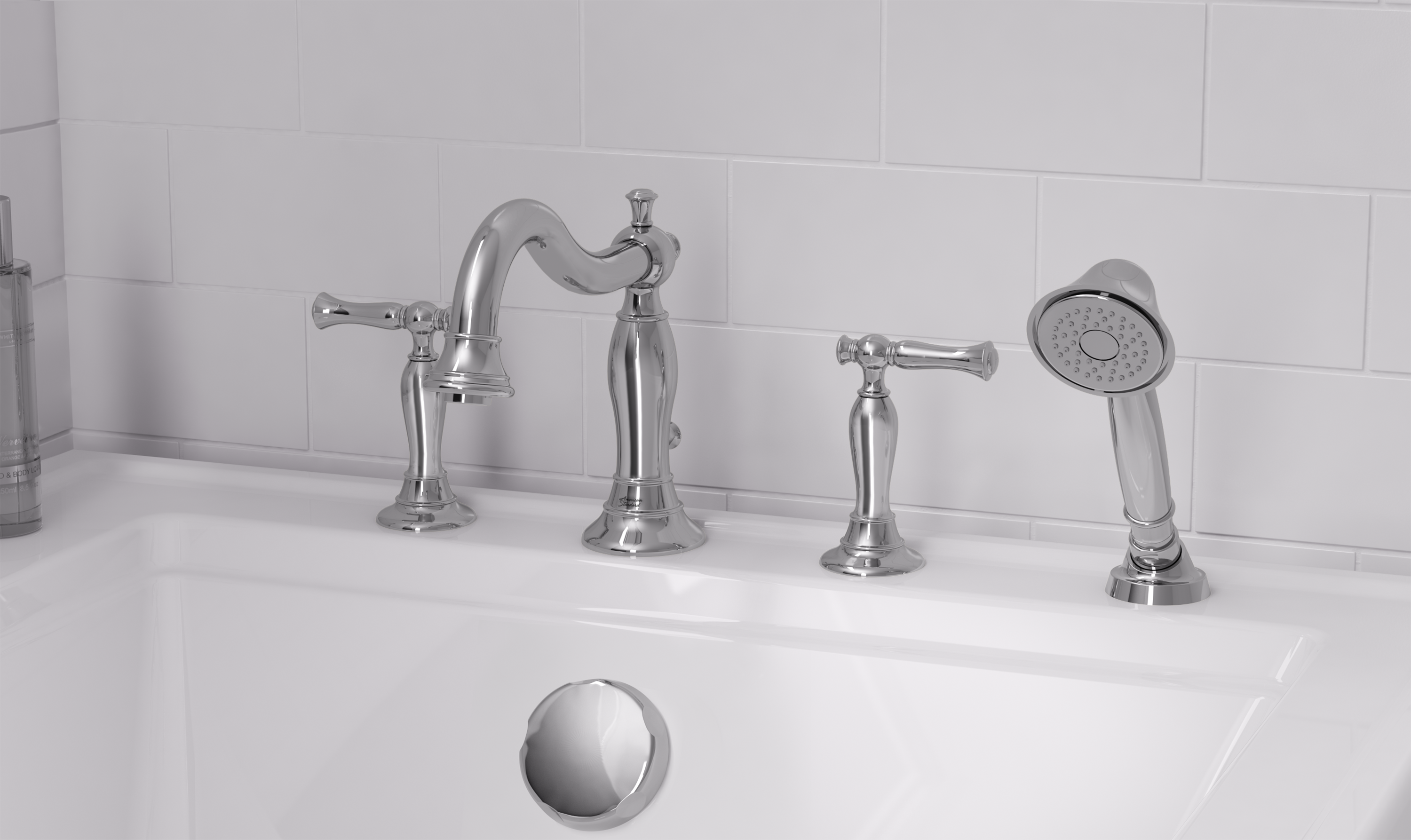 Quentin™ Bathtub Faucet With  Lever Handles and Personal Shower for Flash™ Rough-In Valve