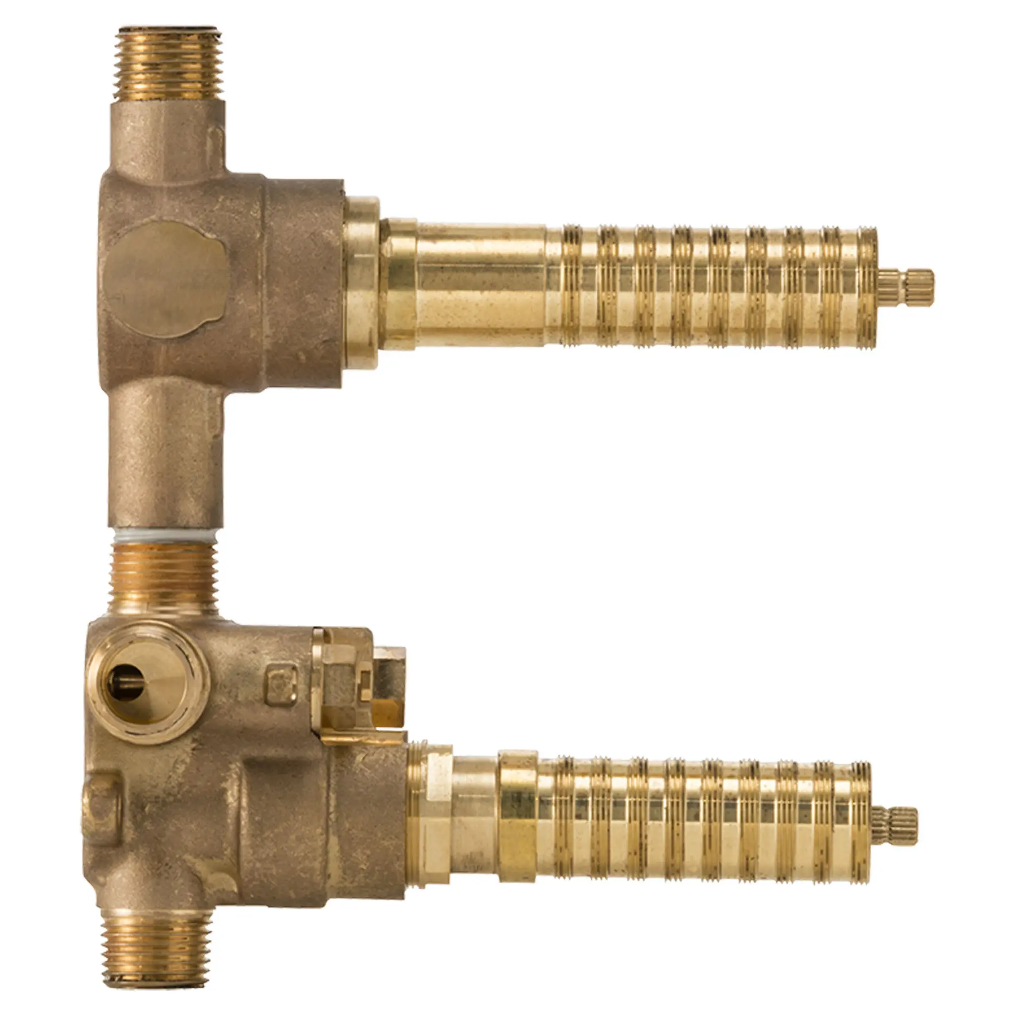 Robinet brut thermostatique à deux poignées avec inverseur à deux voies - Fonctions partagées