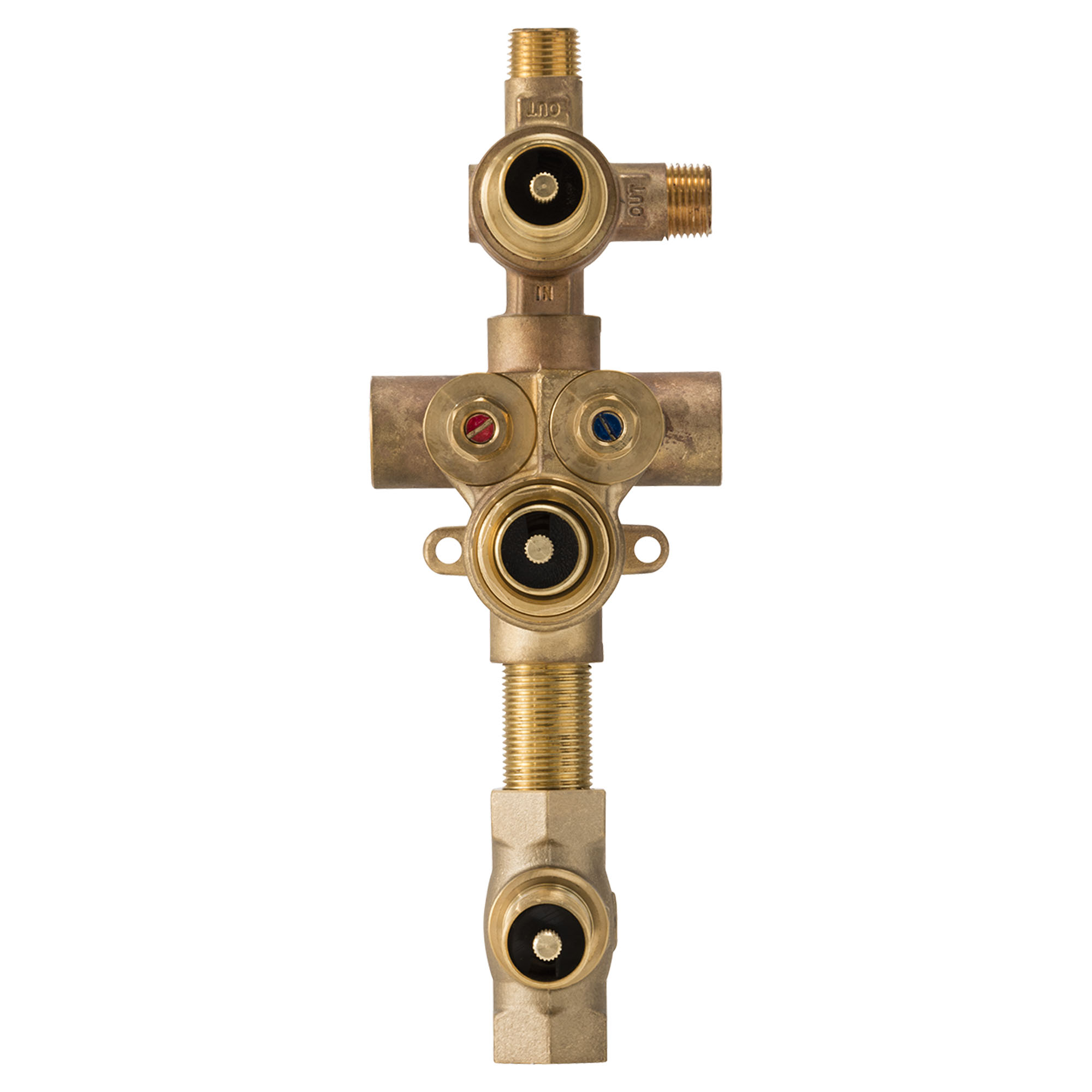 3-Handle Thermostatic Rough Valve with 2-Way Diverter Shared Functions