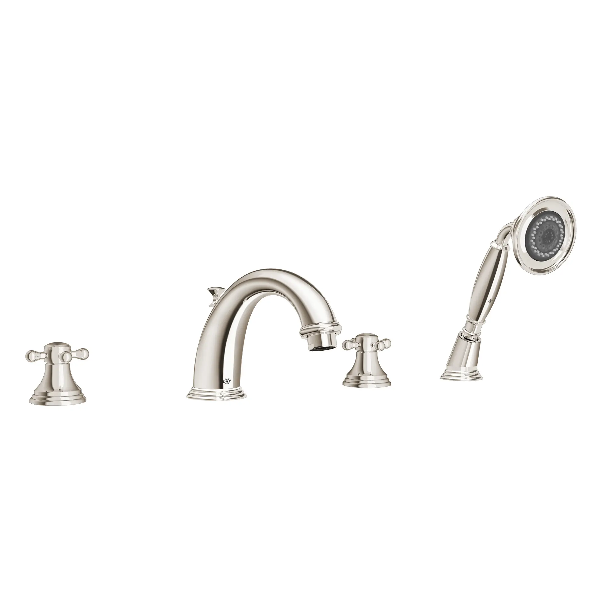 Ashbee 2-Handle Deck Mount Bathtub Faucet with Hand Shower and Cross Handles