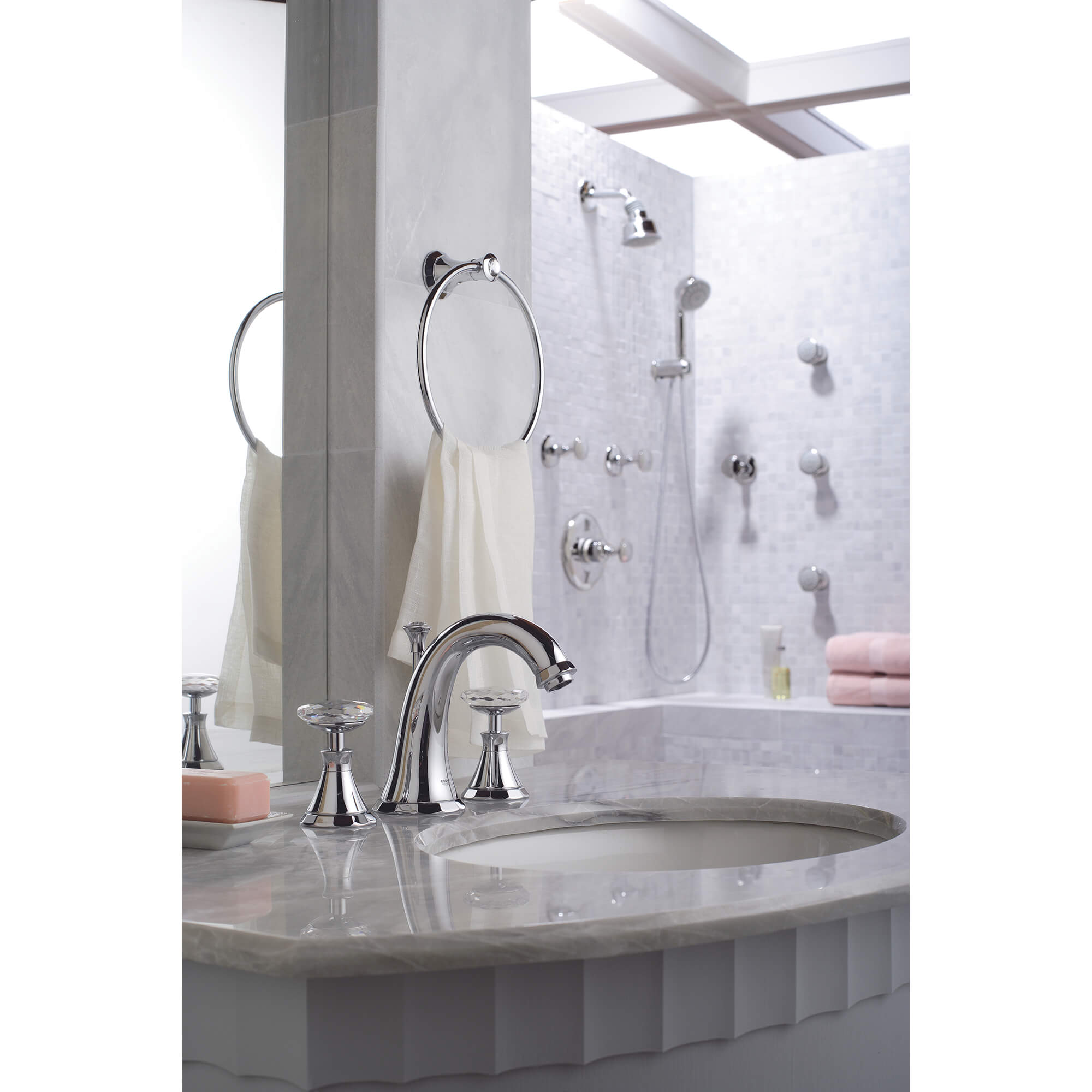 3-Hole 2-Handle Deck Mount Roman Tub Faucet with Hand Shower