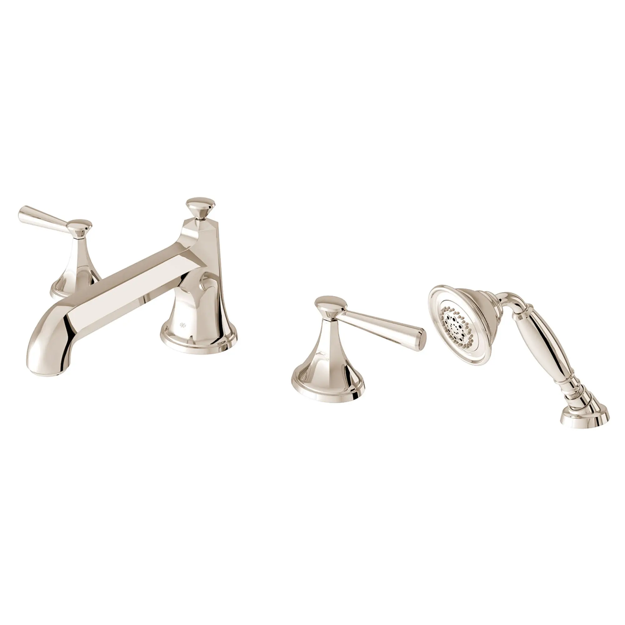 Fitzgerald 2-Handle Deck Mount Bathtub Faucet with Hand Shower and Lever Handles