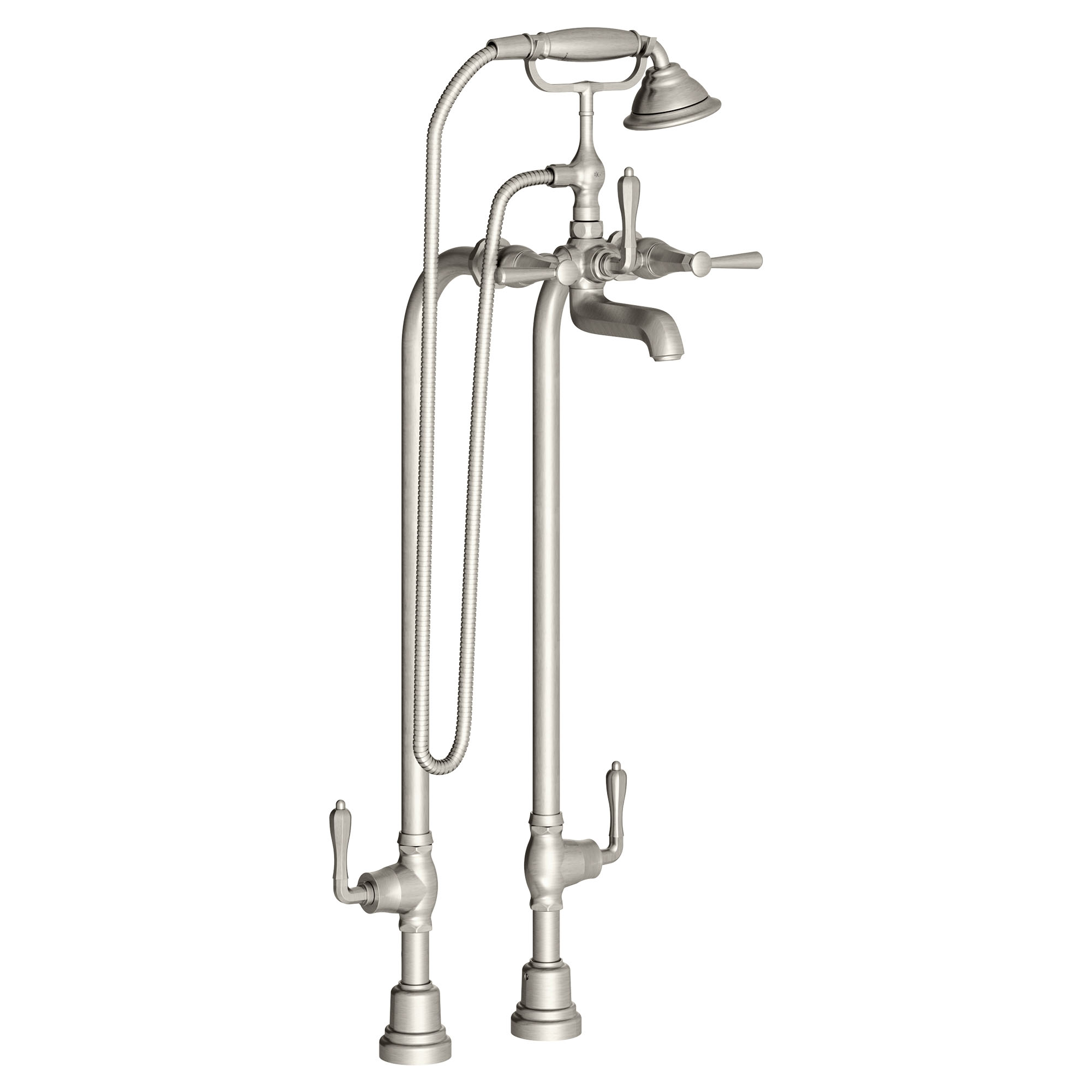 Fitzgerald® Floor Mount Bathtub Filler with Hand Shower and Lever Handles