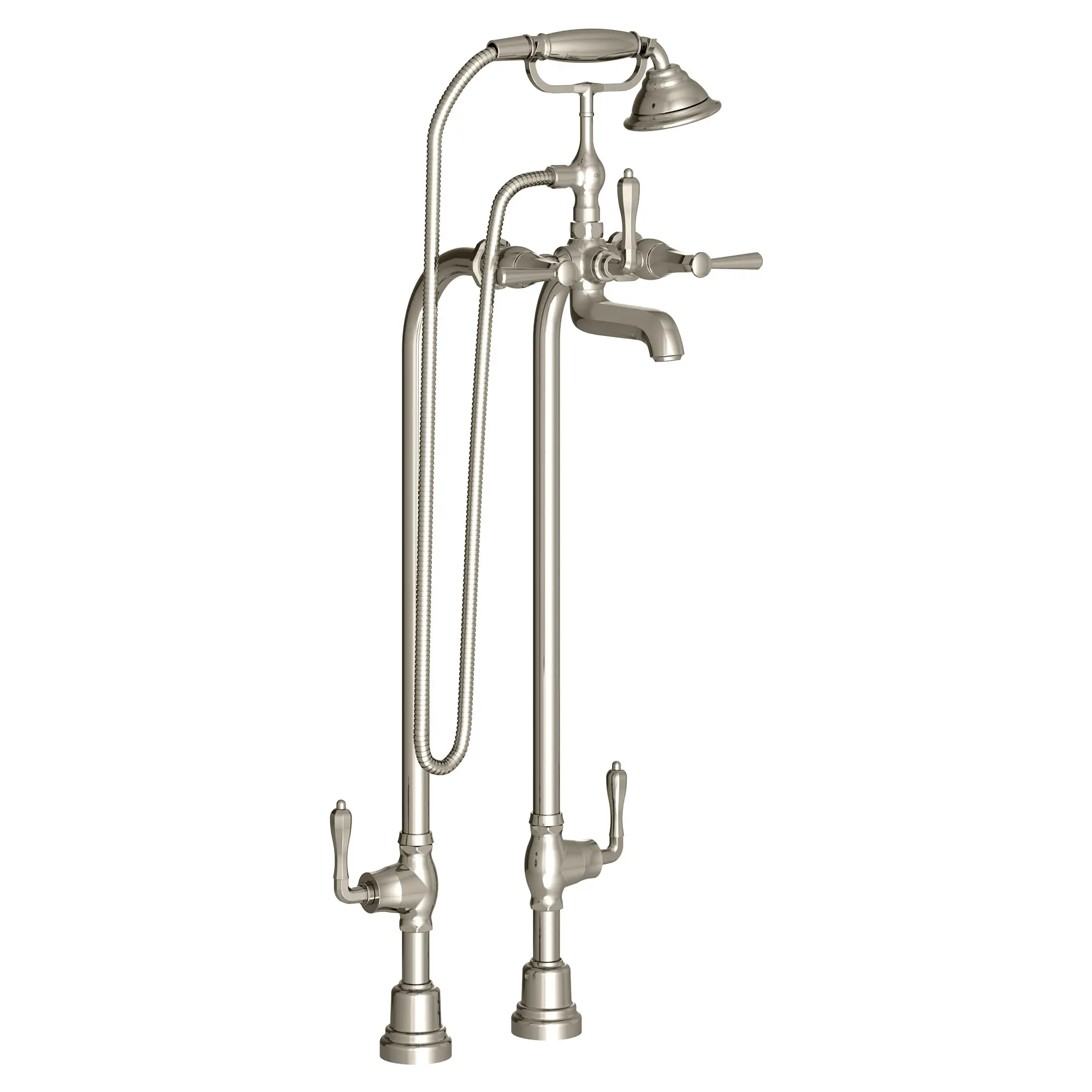 Fitzgerald® Floor Mount Bathtub Filler with Hand Shower and Lever Handles