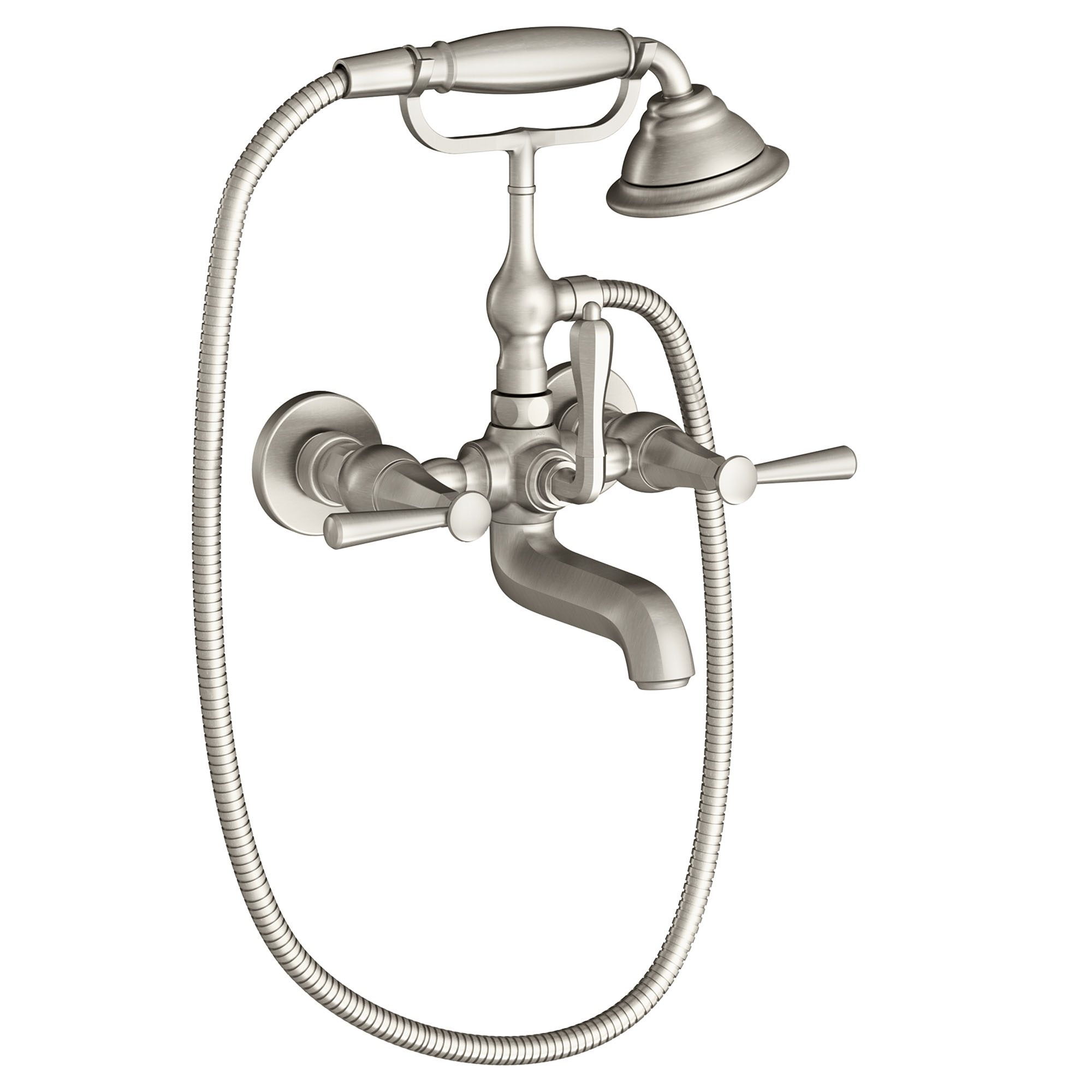 Fitzgerald® Wall Mount Bathtub Faucet with Hand Shower and Lever Handles