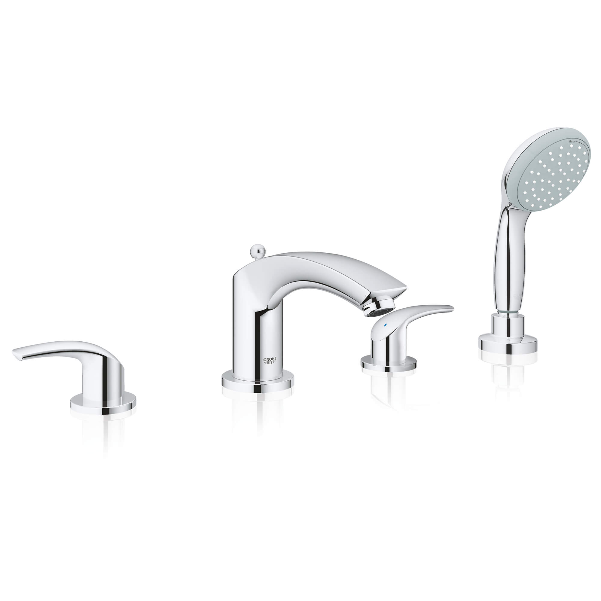 4-Hole 2-Handle Deck Mount Roman Tub Faucet with 1.75 GPM Hand Shower