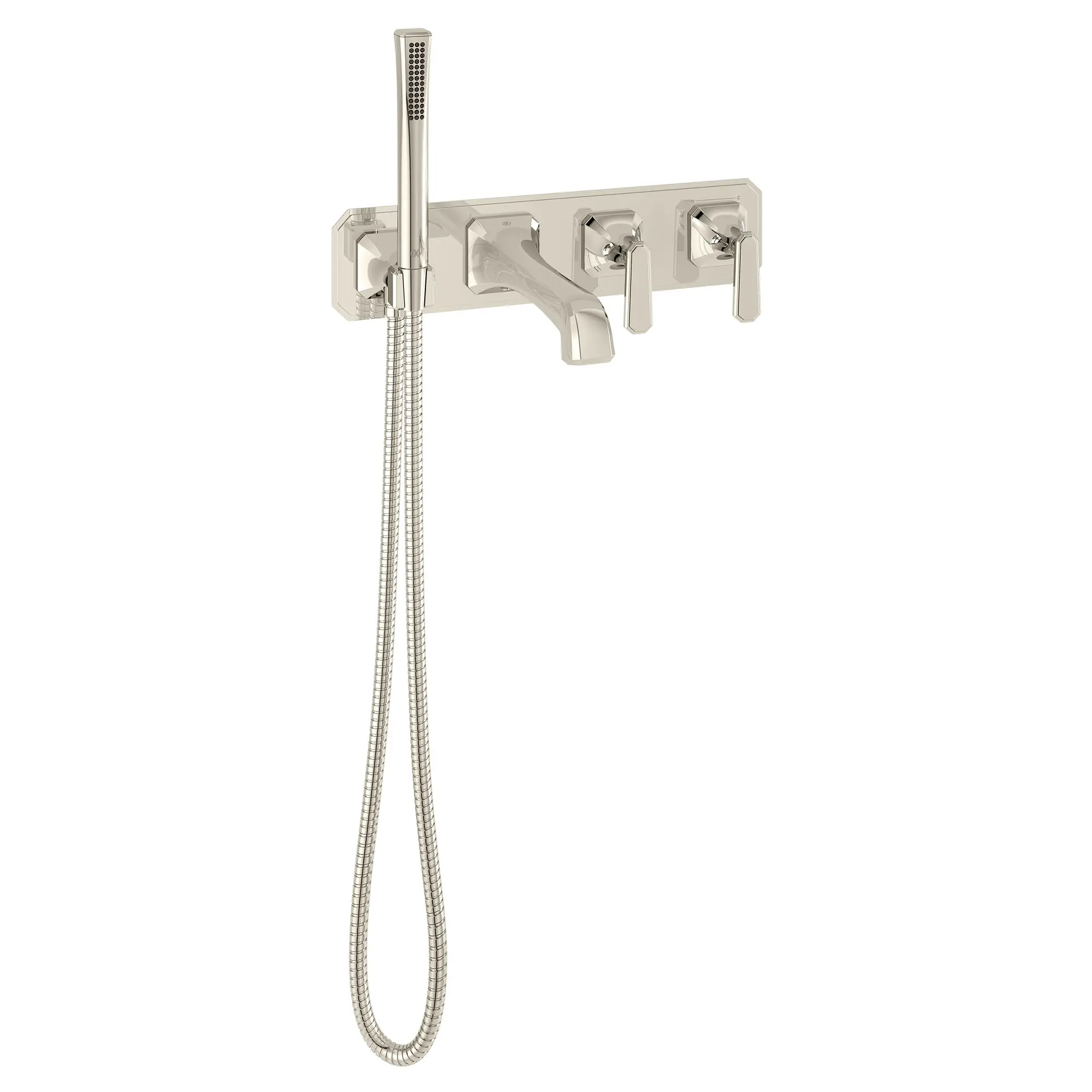 Belshire® 2-Handle Wall Mount Bathtub Faucet with Hand Shower and Lever Handles