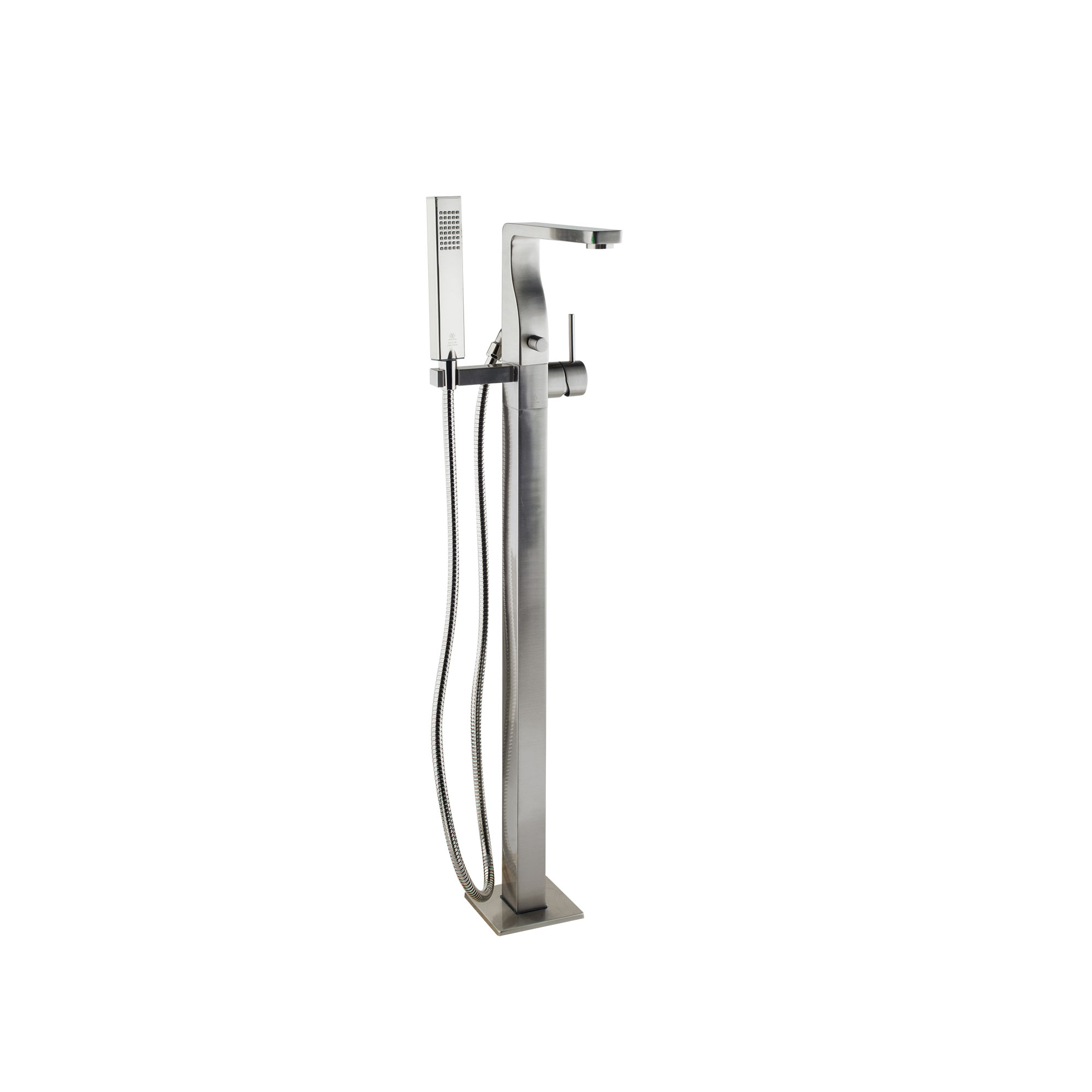 Equility® Square Floor Mount Bathtub Filler with Hand Shower and Lever Handle