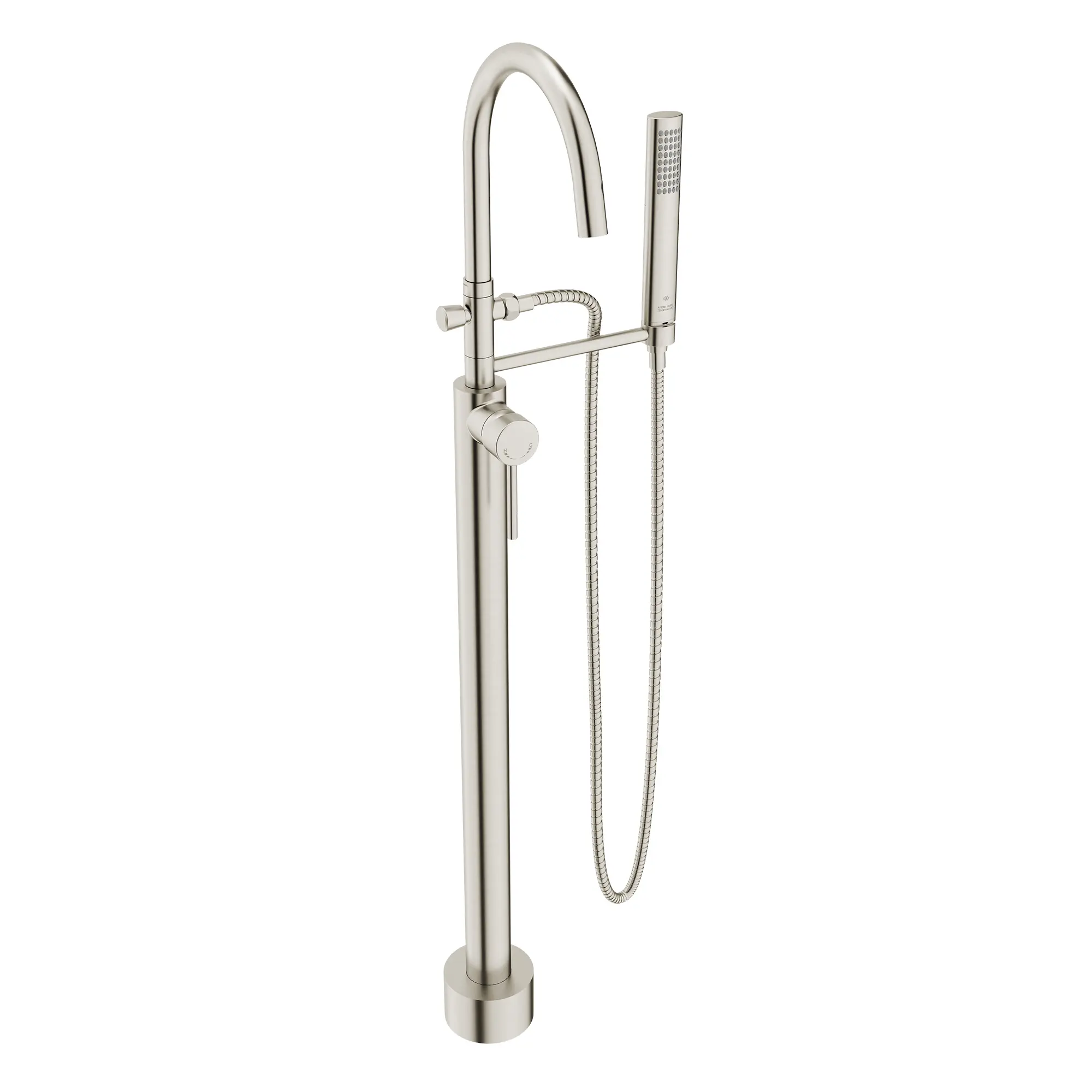 Equility® Round Floor Mount Bathtub Filler with Hand Shower and Lever Handle