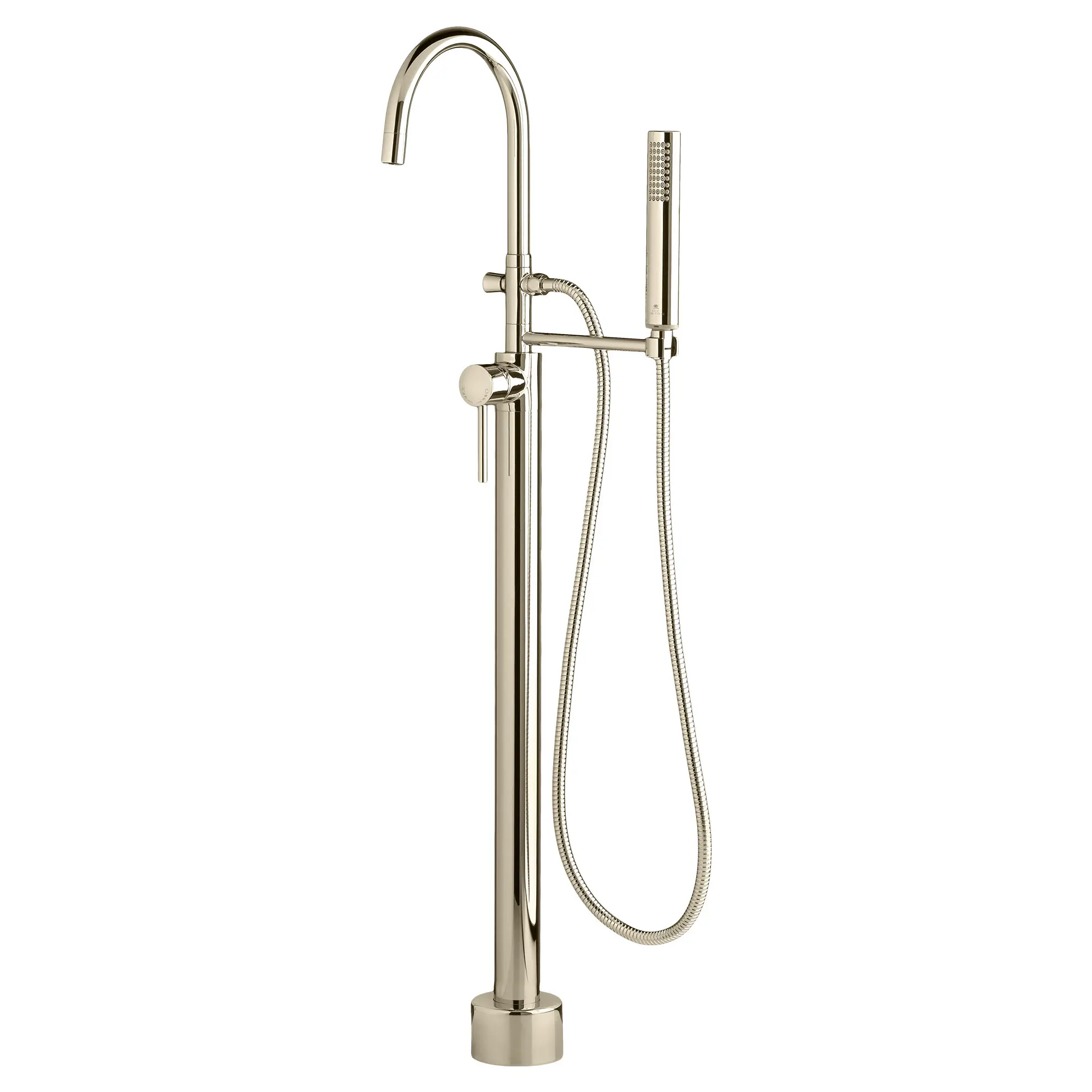 Equility® Round Floor Mount Bathtub Filler with Hand Shower and Lever Handle