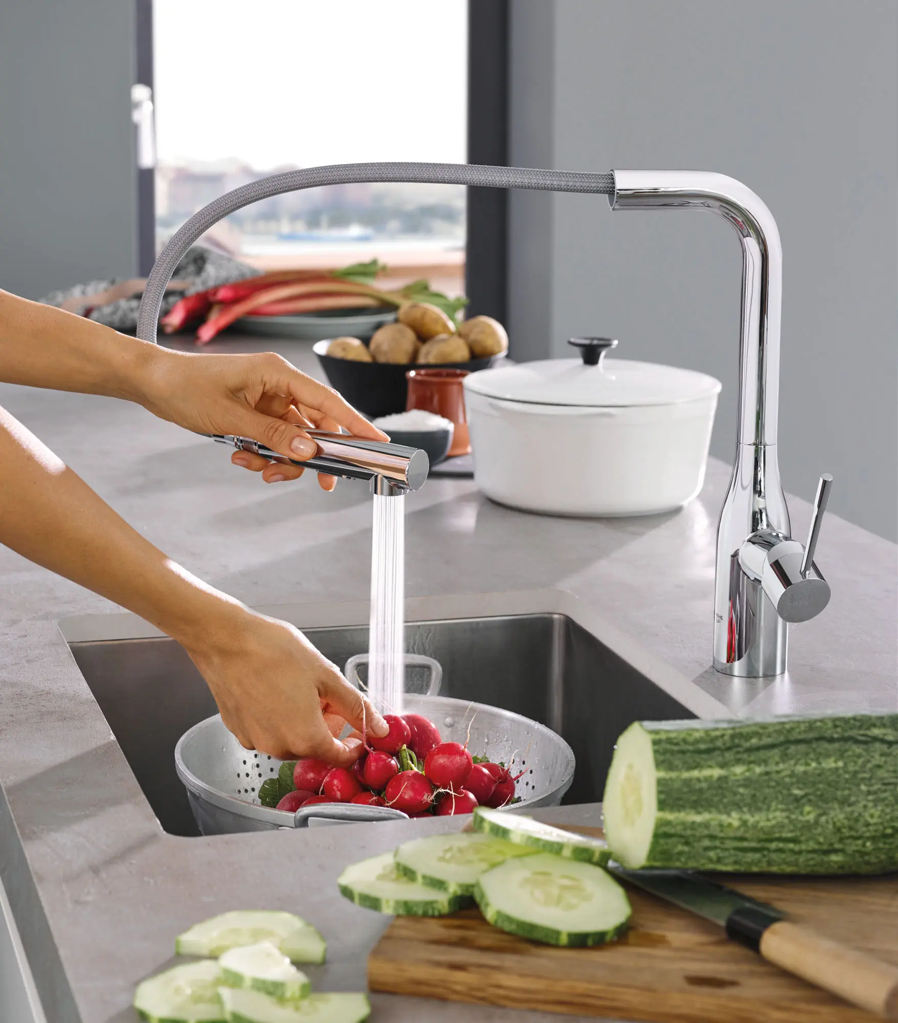 Single-Handle Pull-Out Kitchen Faucet Dual Spray 6.6 L/min (1.75 gpm)